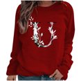 thumbnail image 3 of Pompotops Hiver Femmes Décontracté Manches Longues Hauts Dames Imprimé Chandail Blouse T-Shirt Chandail Liquidation, 3 of 4