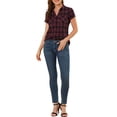 thumbnail image 2 of INSPIRE CHIC Chemise à Carreaux pour Femme en Coton Style Boyfriend à Boutons devant à Manches Courtes, 2 of 6