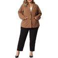 thumbnail image 2 of GRACE & GRANDEUR Women's Plus Size Fall Workwear Notched Lapel Button Down Office Blazer 3X Brown, 2 of 5