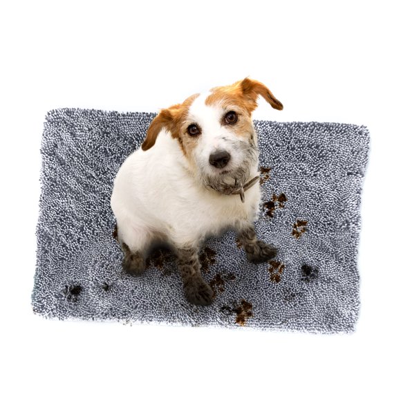 Soggy Doggy Doormat Plain Solid Color Design | Gray | Large 26 x 36 | Ultra Absorbent Microfiber Chenille Wet Dog Mat for Muddy Paws | Non-Slip and Machine Washable