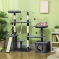 thumbnail image 2 of PawHut 53" Cat Tree Tower with Scratching Posts, Condo, Beds, Dark Grey, 2 of 10