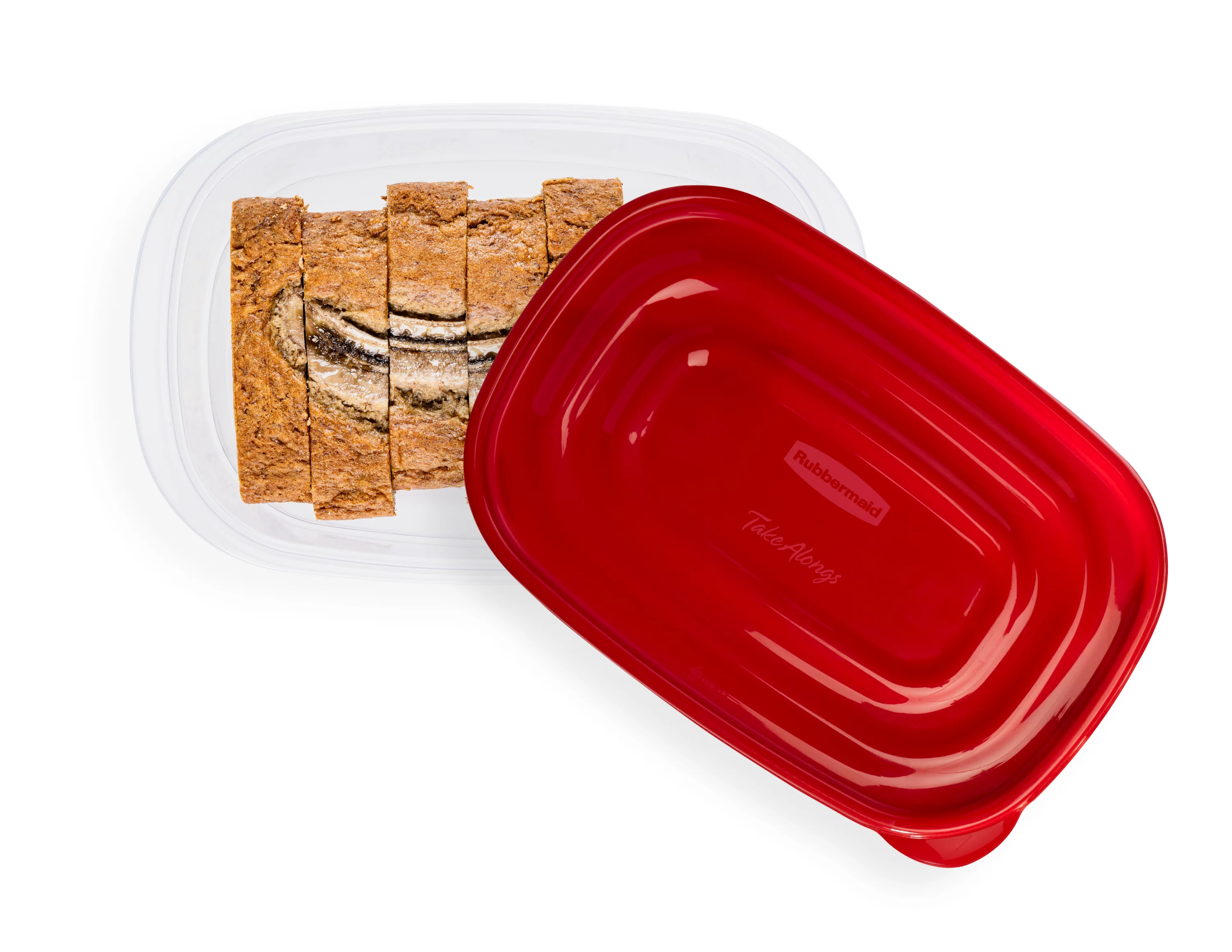 Contenants rectangulaires pour la conservation des aliments Rubbermaid TakeAlongs à emporter, couvercles rouge rubis, 1.8 L (8 tasses), paquet de 2