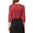 thumbnail image 3 of INSPIRE CHIC Cardigan pour Femme Ouvert Manches 3/4 Transparent en Dentelle Florale Boléro Court Haut S Rouge, 3 of 6