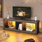 Bestier 55" RGB TV Stand for TVs up to 60" with LED Lights Entertainment Center, Black Marble