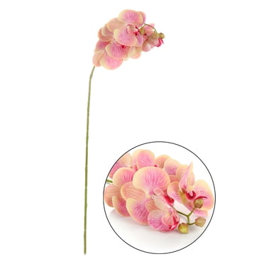 Simulation 3D Phalaenopsis small 6-headed flower simulation flower fake flower home soft decoration plant wall decoration handmade diy 1 branch 6 flowers A3 medium powder