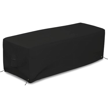 Covers&All Housse Rectangulaire pour Foyer, Forme Rectangulaire, 12 Oz Imperméable Résistante aux UV et aux Intempéries, Patio Pelouse Jardin Cour Arrière Extérieur, avec Évents d'Aération et Cordons de Serrage (48 Pouces L x 25 Pouces L x 18 Pouces H Pouces, Noir)