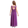 thumbnail image 4 of TDAO Robe en Chiffon Sans Manches Col en V Perlée Mariage Demoiselle d'Honneur Soirée Bal Robe de Bal Formelle Violette 14, 4 of 7
