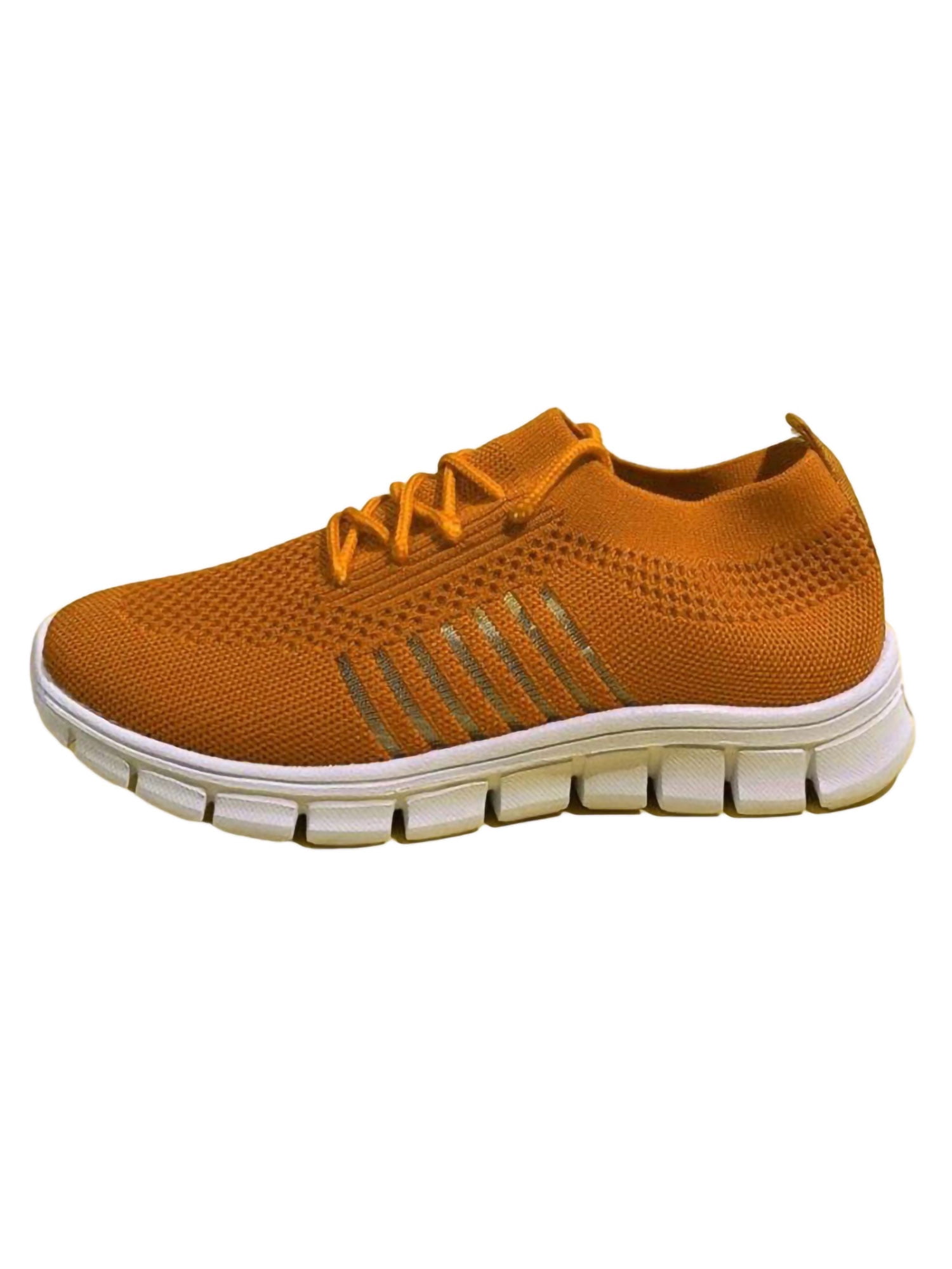 UKAP Ladies Trainers Round Toe Sneakers Solid Color Flats Women's Comfortable Brown 7.5