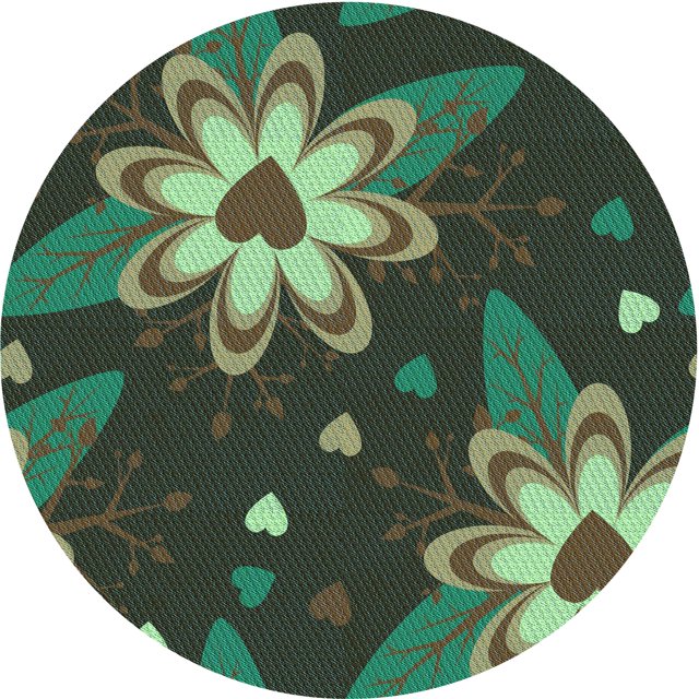 Ahgly Tapis Rond Lavable en Machine Intérieur Transitionnel Vert Forêt Foncé, 5 Pieds Rond