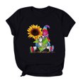 thumbnail image 3 of Pompotops Womens Sunflower Printed Short Sleeve Tops Blouse T-Shirt, 3 of 5