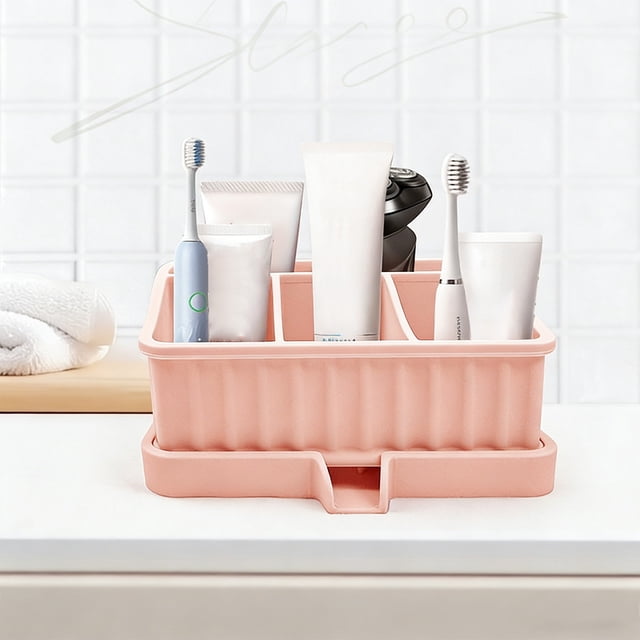EGNMCR Bacs de Rangement, Conteneurs de Rangement Silicone Brosse à Dents Dentifrice Boîte de Rangement Rack Salle de Bain Étagère de Rangement Ensemble de Lavage Salle de Bain Produit de Beauté Boîte de Rangement Silicone