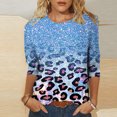thumbnail image 2 of CEHVOM T-shirt Ample à Imprimé Léopard pour Femme, Manches 3/4, Col Rond, Haut Décontracté, Liquidation, 2 of 5