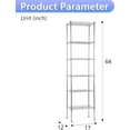 thumbnail image 2 of FDW 6-Tier Wire Storage 17x12x64 Chrome Shelving Shelves, Adjustable Racks Heavy-Duty Metal Shelf, 2 of 7