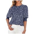 thumbnail image 2 of SMihono Hauts pour Femmes Été Décontracté Mode Col Rond Manches Courtes Sexy Blouse Oversize T-shirt pour Femmes 2023, 2 of 6