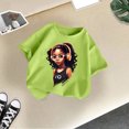 thumbnail image 2 of MEZZALL T-Shirt Graphique Mignon pour Fille, Col Rond, Manches Courtes, Tee d'Été Décontracté, T-Shirts Hauts, Vert Pâle, 5-6 Ans, 2 of 3