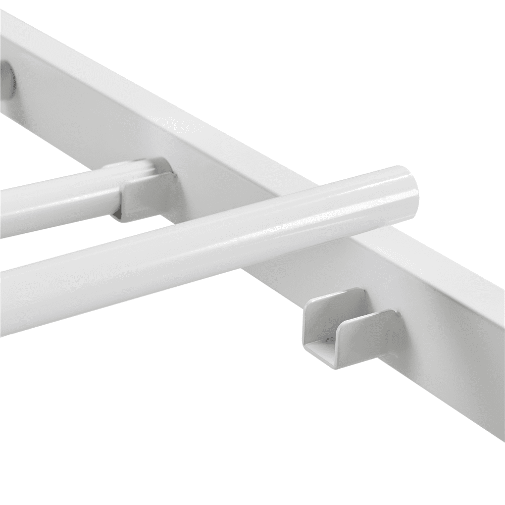 FullFurnique Cadre de Lit Plateforme en Métal Simple avec Tête et Pied de Lit, Double, Blanc