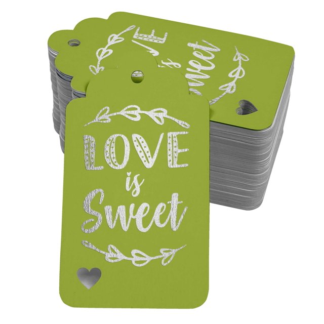 Inkdotpot Silver Foil Paper Hang Tags Love Is Sweet Wedding Favor Tags 100 Pack
