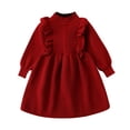thumbnail image 1 of ShomPort Jupe Plissée pour Filles, Volants, Tricot Torsadé, Manches Lanterne, Col Montant, Jupe Midi Côtelée, Ligne A, Évasée, Jolies Robes, 1 of 6