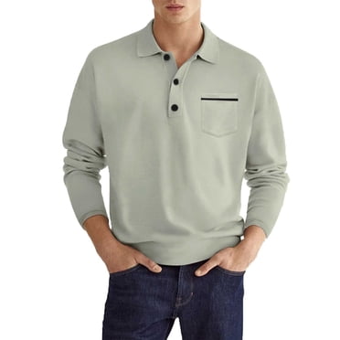 breaise Men's Polo Shirts Long Sleeve Moisture Wicking T Shirt Casual Button Up Lapel Shirt Lightweight Breathable Golf Shirts for Men Gray M Overstock sale