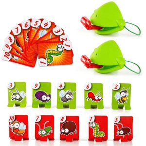 Frog Chameleon Jeu de masque pour les enfants, Jeu interactif de cartes de duel, Reconnaissance des nombres & Coordination des yeux de la main, Abs sécuritaires, 4-10 ans--XICEN