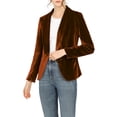 thumbnail image 1 of INSPIRE CHIC Women's Halloween Velvet Blazer Solid Color Shawl Collar One Button Wear-to-Work Suit Jacket Brown L, 1 of 8