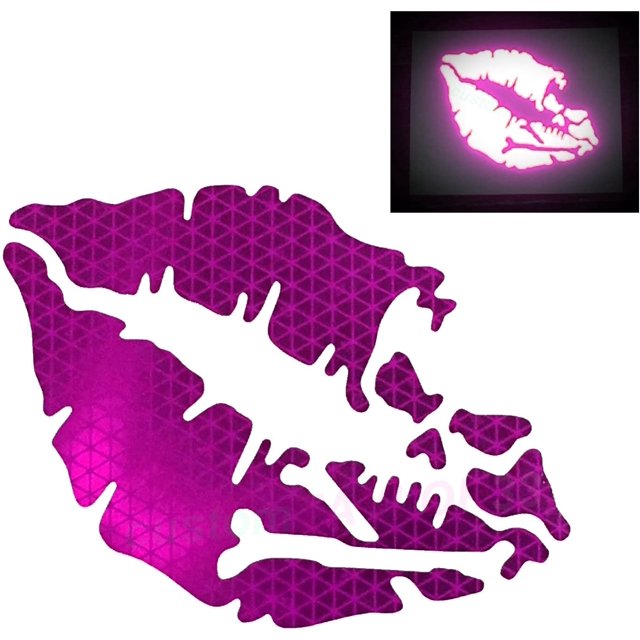 ORUYROP High Intensity Reflective Vinyl Death Kiss Skull Crossbones Lips Decal Bumper Sticker-Cars, Motorcycles, Helmets, Wind Screens, laptops (18 inches Wide, Special Edition Purple)