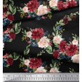 thumbnail image 2 of Soimoi Black Silk Fabric Ranunculus & Penoy Floral Print Print Fabric By the Yard 44 Inch Wide, 2 of 3