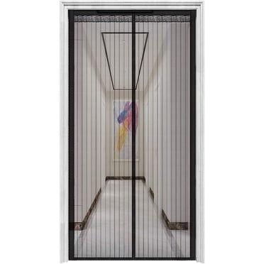 Porte Moustiquaire Magnétique avec 32 Aimants, Rideau en Maille Robuste, Convient aux Portes jusqu'à 39"x82 Pouces, Moustiquaire de Porte Conviviale pour Chiens et Animaux, Noir