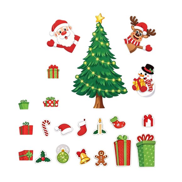 Maliangggg Réfrigérateur de Noël Décorations de Noël avec Père Noël Renne et Bricolage Réutilisable des Fêtes pour Réfrigérateur Armoire en Métal et Tableau Blanc