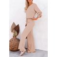 thumbnail image 4 of ORUYROP Ensemble de Pull 2 Pcs pour Femmes Haut Court à Manches Longues et Pantalon Large, 4 of 7