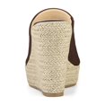 thumbnail image 2 of BLISSFUL STEP Chaussures pour Femmes Talon Compensé Bout Ouvert Espadrilles Mules à Plateforme Café 8,5, 2 of 7