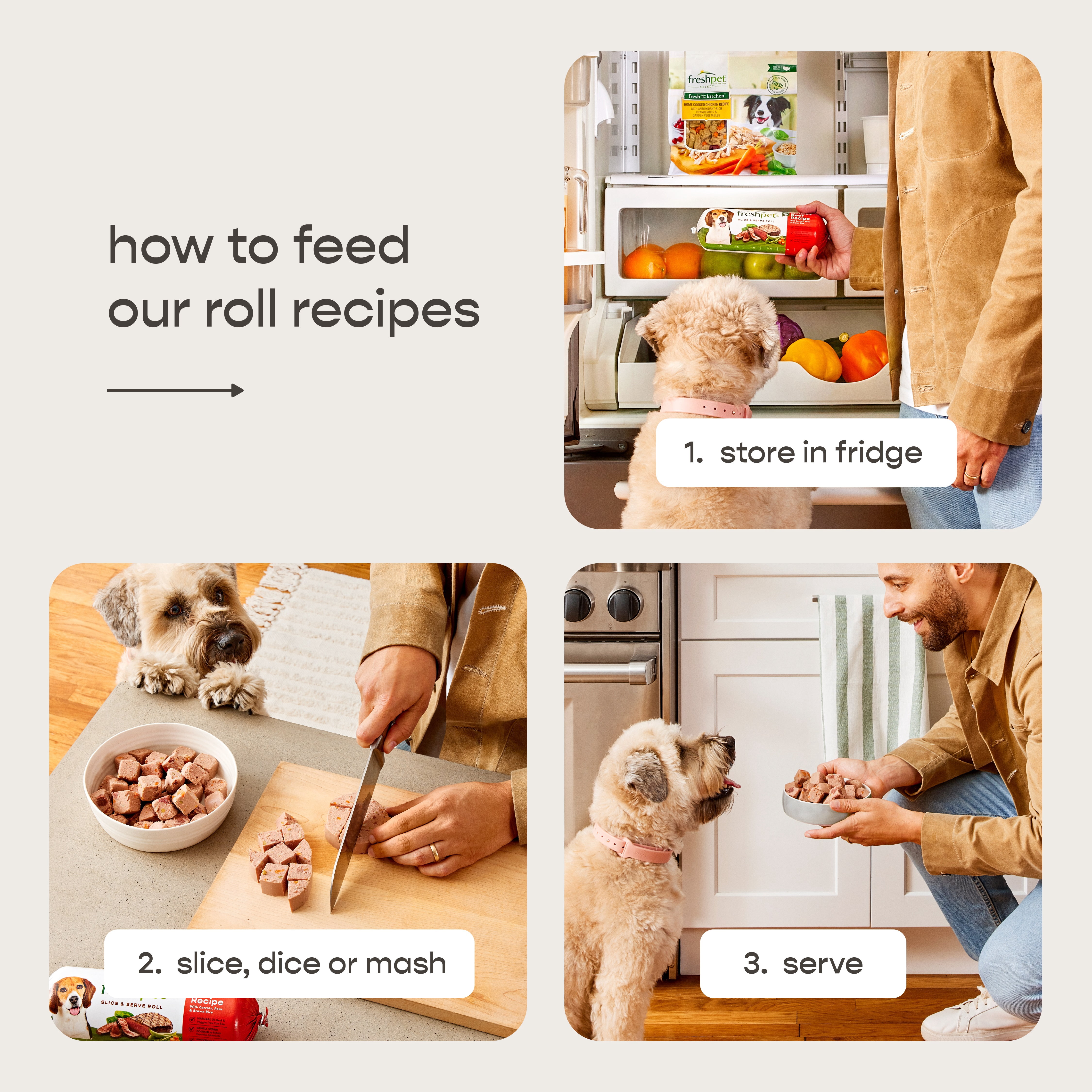 Freshpet Nourriture fraîche pour chats, Pâté en rouleau à trancher et à servir, Recette au poulet et au bœuf, 454 g.