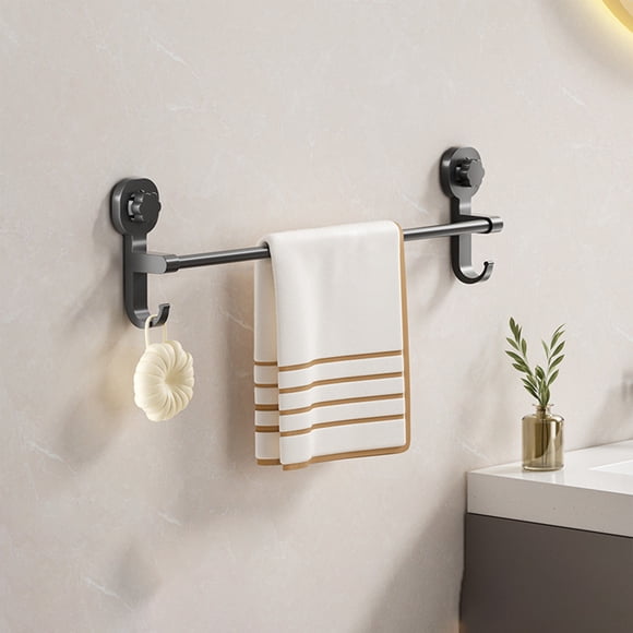 RRJ Bathroom Towel Rack, Strong Suction Cup Punch-Free Wall Mounted Organizer, Space Saving Adhesive Towel Holder for Shower Kitchen Vanity Decor