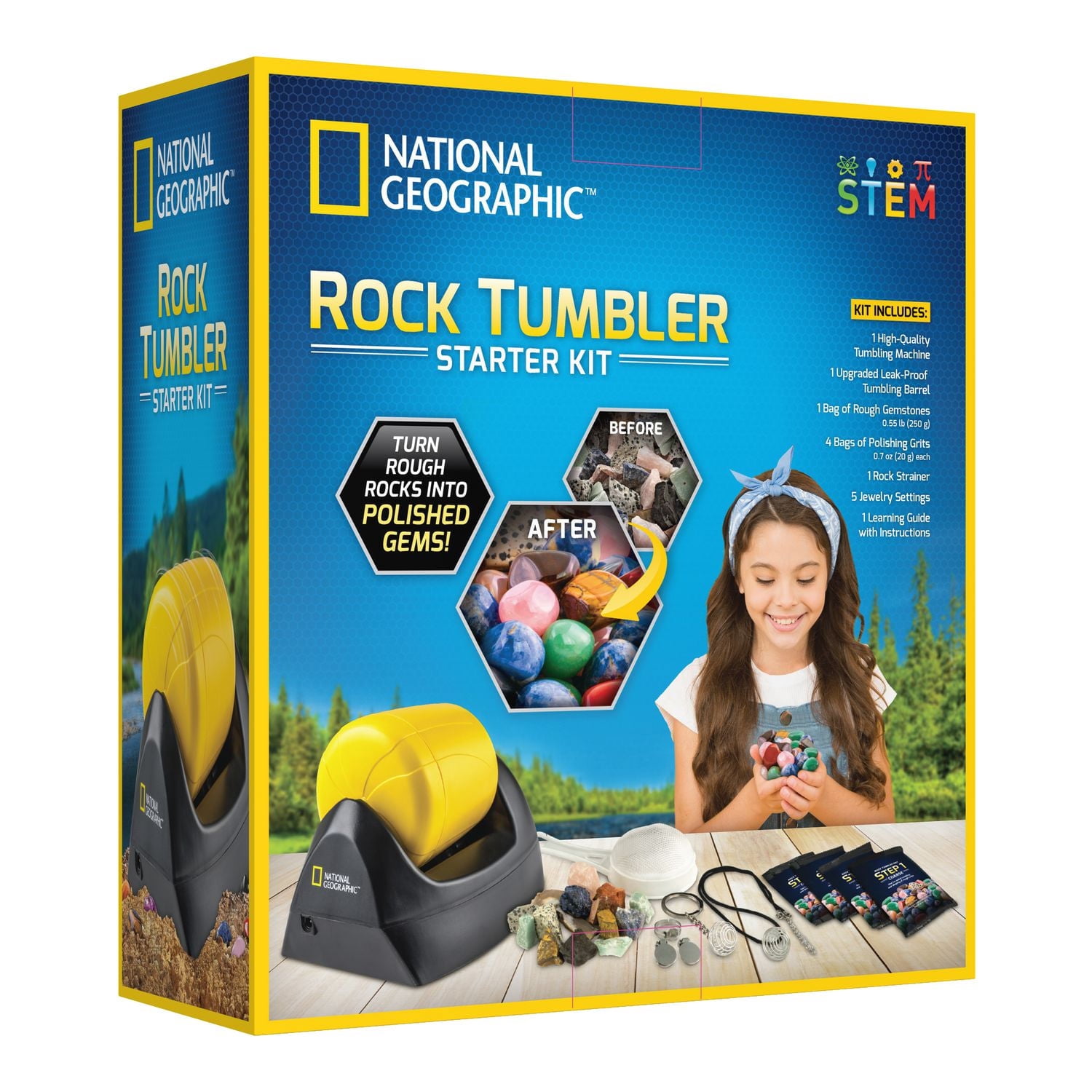 National Geographic Rock Tumbler Starter Kit for Kids, STEM Series, Unisex Ages 8 and up