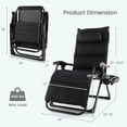 thumbnail image 2 of Gymax Fauteuil Inclinable Pliant Chaise Longue avec Coussin Porte-Gobelet Noir, 2 of 9