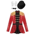 thumbnail image 3 of iiniim Womens Sequin Leotard Circus Halloween Cosplay Costume Adults Ravishing Ringmaster Costume Set Red S, 3 of 8