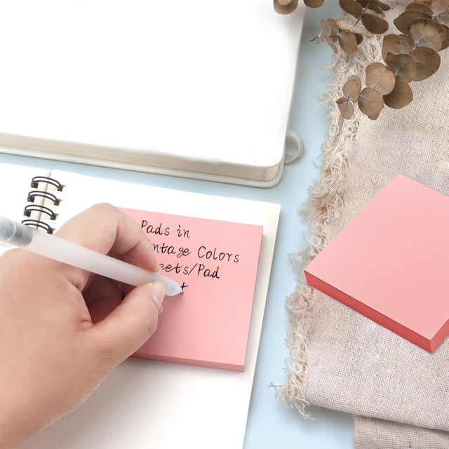 Sticky Notes - Self-Adhesive Memo Pad Set, Colorful Planner Tabs for Books & organization, Removable & Repositionable Paper Flags, Pink, JKODE