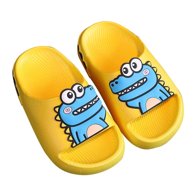 MIASHUI Kids Dinosaur Slippers Non-Slip Toddler Beach Pool Shower Home Slide Sandals,Yellow,7.5