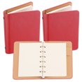 thumbnail image 1 of REGALWOVEN 6 Ring Binder Cover, 2 Pack A7 Leather Notebook Binder Loose Leaf Planner with 100 Sheets Paper, Red, 1 of 7