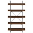 thumbnail image 3 of vidaXL Bookcase 5-Tier Brown Oak 39.4"x13"x71.1" Engineered Wood, 3 of 6