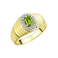 thumbnail image 3 of RYLOS Men's Rings 14K Yellow Gold Classic Halo Of  Diamonds 7X5MM Oval Gemstone Ring Peridot August Birthstone Rings For Men Size 10, 3 of 7