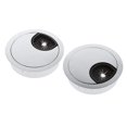thumbnail image 3 of Thinsony 2Pcs 60mm Computer Desk Table Grommet Cover Port Wire Cable Hole Silver 1Set, 3 of 6