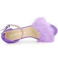 thumbnail image 4 of BLISSFUL STEP Women's Shoes Faux Fur Ankle Strap Block Heel Open Toe Sandals Purple 9, 4 of 7