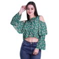 thumbnail image 2 of Moomaya Printed Casual Long Sleeve Tops Women Cold Shoulder Ruffle Sleeves Top, 2 of 4