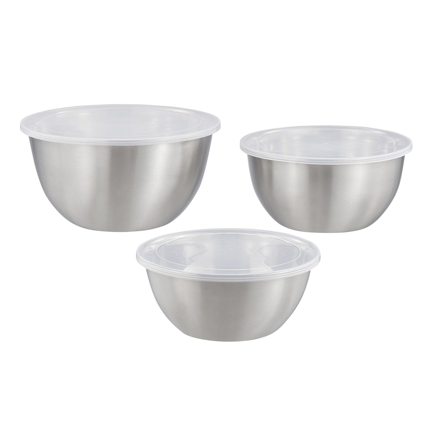 Ensemble de 6 bols de mélange et de rangement en acier inoxydable brossé Mainstays avec couvercles