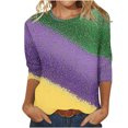 thumbnail image 1 of Penkiiy 2024 Blouse Mardi Gras Tops pour Femmes T-Shirt Quotidien Manches 3/4 Blouse Imprimé Masque Haut Carnaval Col Rond Chemise Décontractée S Multicolore, 1 of 5