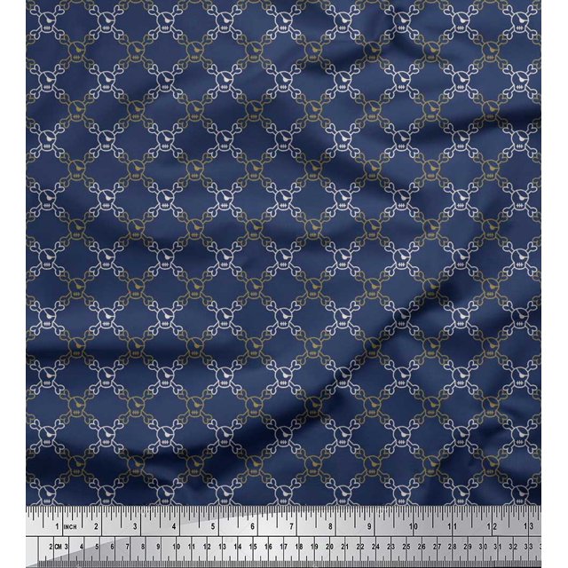 Soimoi Tissu en Poly Georgette, Imprimé Croisé et Crâne, Vendu au Mètre, Largeur 42 Pouces
