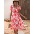 thumbnail image 1 of SMihono Robes Bohèmes d'Été Femmes Grande Taille Femme Été Imprimé Col en V Manches Courtes Robe, 1 of 9
