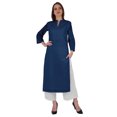 thumbnail image 1 of Bimba Kurta Droite Unie Ethnique Indienne pour Femmes à Col Mandarin avec Encolure Plissée en Coton, 1 of 7