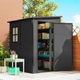 thumbnail image 2 of Outsunny Abri de Rangement Extérieur Adossé 4 x 5 Pi en Plastique pour Outils de Jardin, 2 of 10
